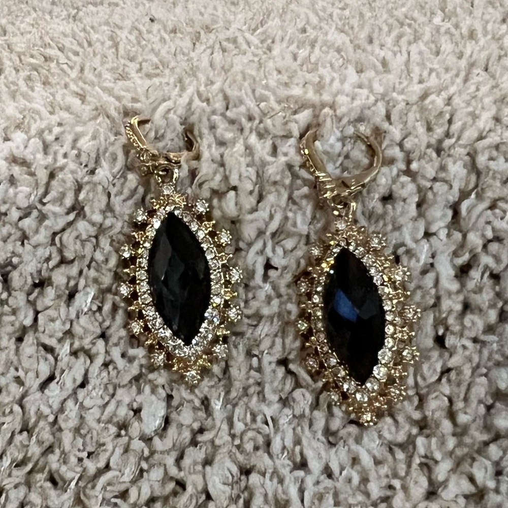 Elegant Gold and Black Earrings